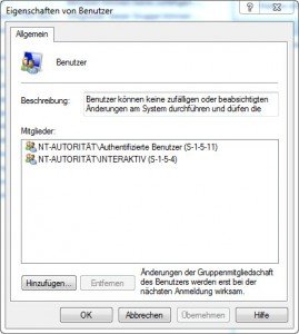 Windows 7 Gruppe Benutzer