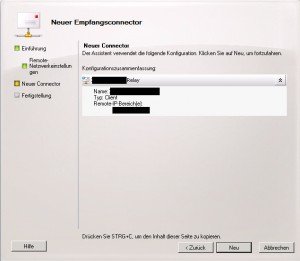 SBS2011 - Empfangsconnector - Zusammenfassung