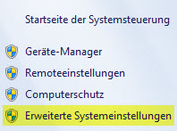 Windows 7 - Erweiterte Systemeinstellungen