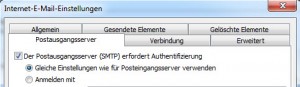 Outlook 2010 - SMTP Authentifizierung