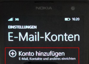 Windows Phone E-Mail Konto hinzufügen
