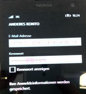 Windows Phone Anmeldung
