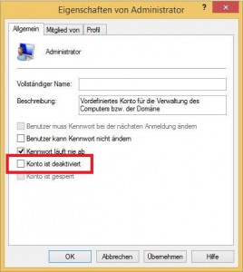 Windows 8 Administrator Eigenschaften