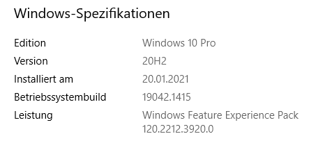 Windows Spezifikationen