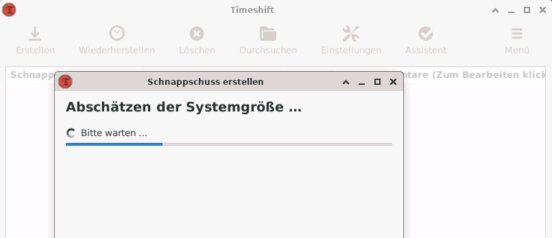 Linux Mnit 21 Vanessa Upgrade Timeshift start
