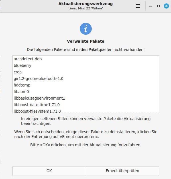 Linux Mint Upgrade 22 Wilma Pakete