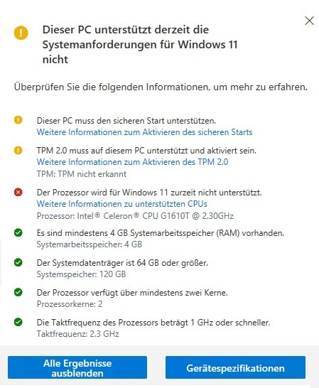 w11 systemanforderungen